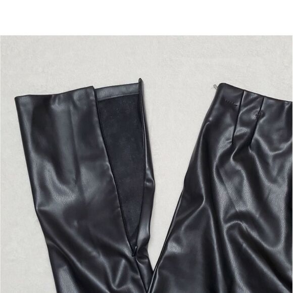 ZARA Blogger Favorite Black Vegan Leather High Rise Long Inseam Ankle-zip Pants. - Picture 4 of 10